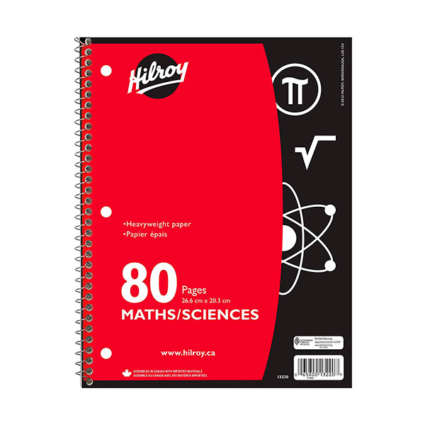 CAHIER MATHS/SCIENCES 80 pages