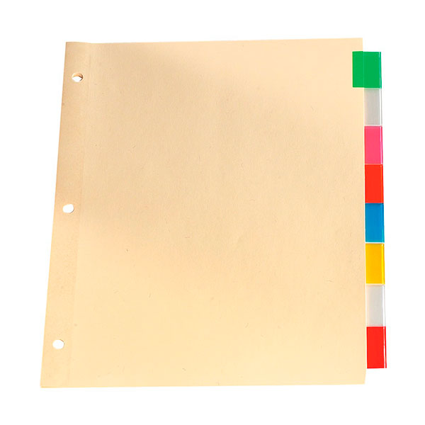 INTERCALAIRES À ONGLETS INSÉRABLES 8 couleurs