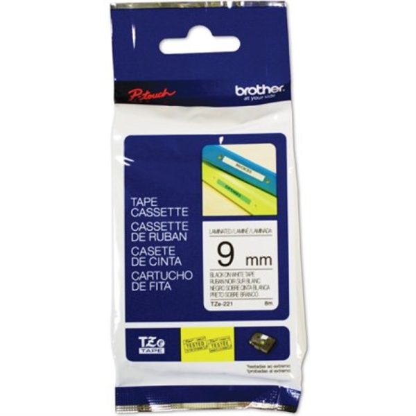 Ruban d’étiquette P-touch laminé blanc 9 mm (TZe-221)
