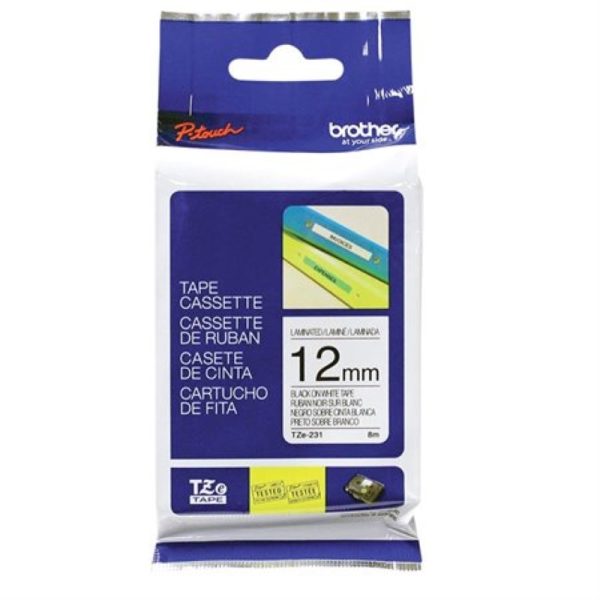 Ruban d’étiquette P-touch laminé blanc 12 mm (TZe-231)