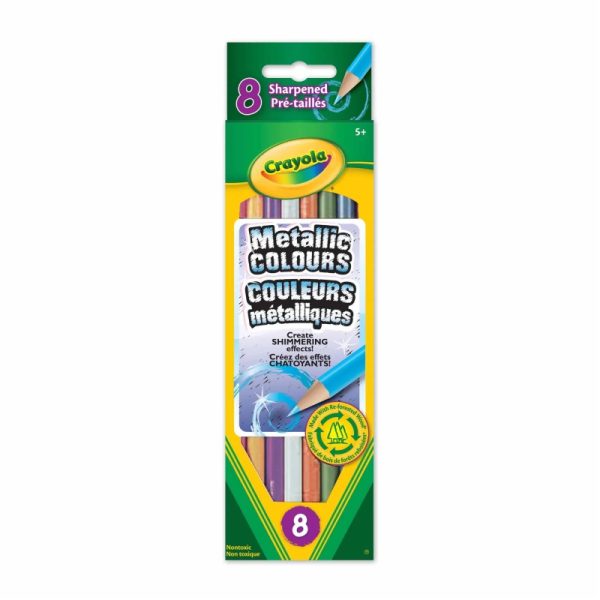 Crayons à colorier en bois métalliques (8)