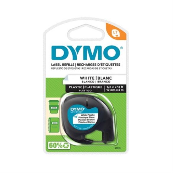 Étiquette Dymo en plastique blanc