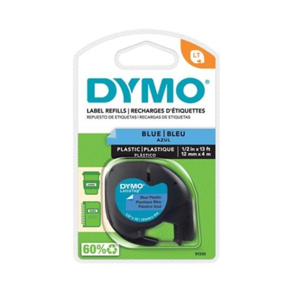 Étiquette Dymo en plastique bleu