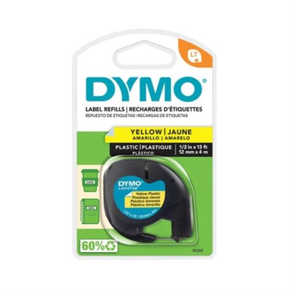 Étiquette Dymo en plastique jaune