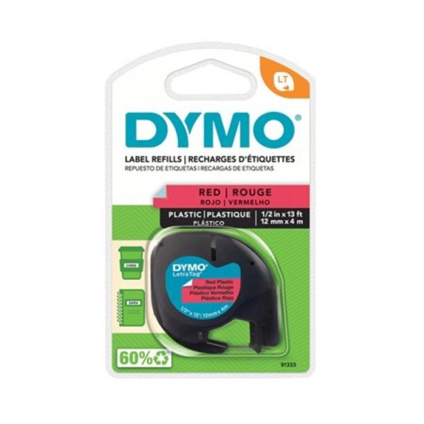 Étiquette Dymo en plastique rouge