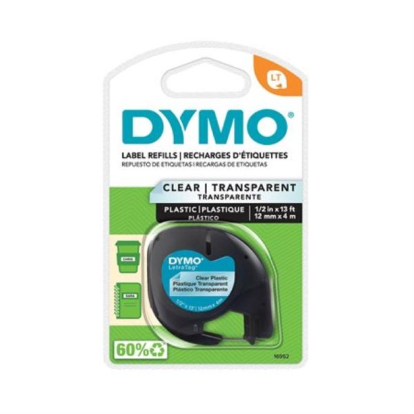 Étiquette Dymo en plastique transparent