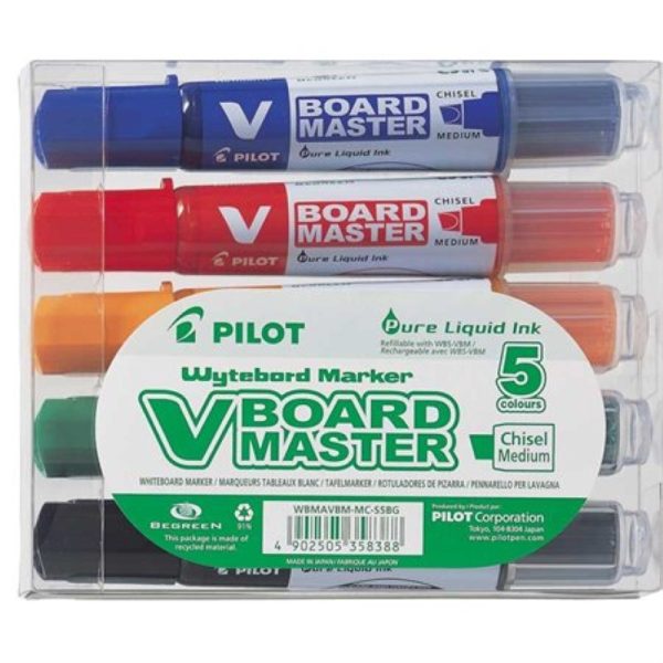 Marqueurs Pilot VBoard pointe biseautée ensemble de 5