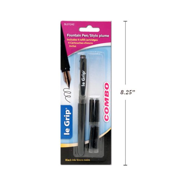 Stylo plume fontaine avec 4 cartouches d’encre noire