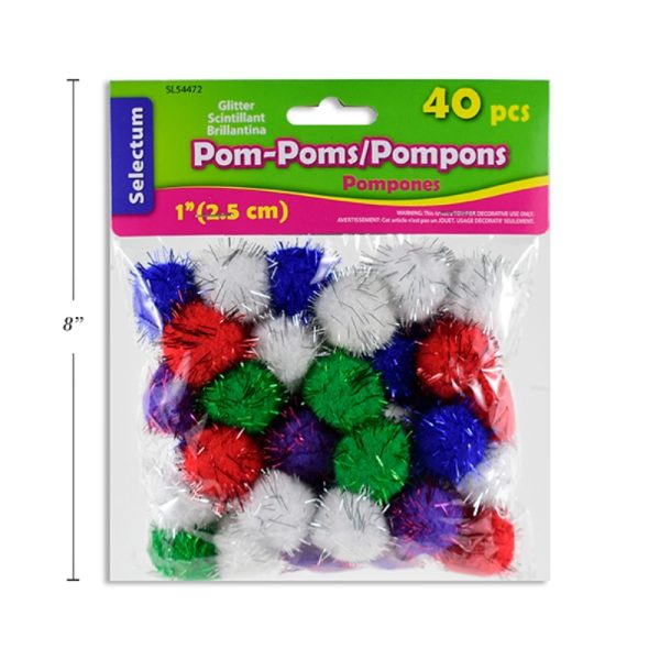 Pompons pailletés 1 po (40)