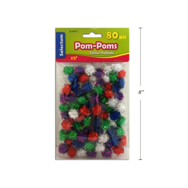 Pompons pailletés 1/2 po (80)