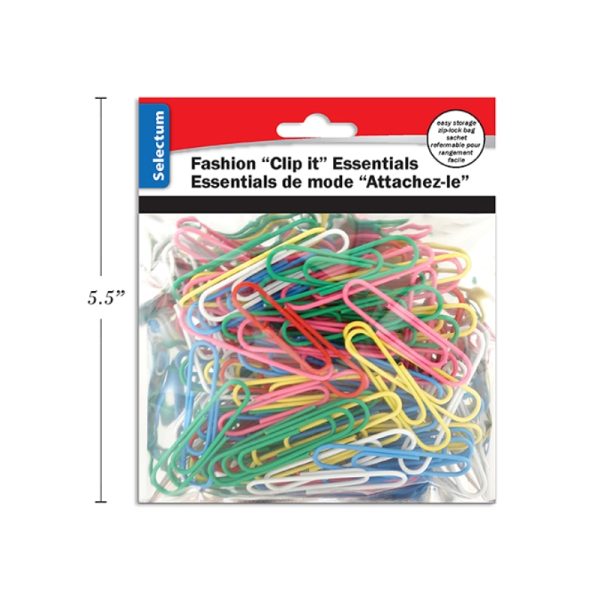 Trombones en plastique de couleurs assortis 50 mm (80)