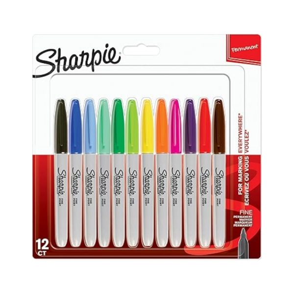 Marqueurs permanents Sharpie pointe fine (12)