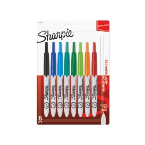 Marqueurs permanents rétractables Sharpie pointe fine (8)