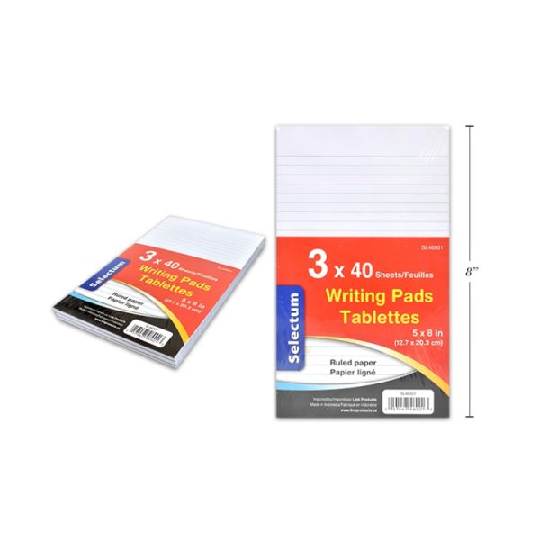 Tablette de feuilles lignées 5 x 8 po (3 x 40f)